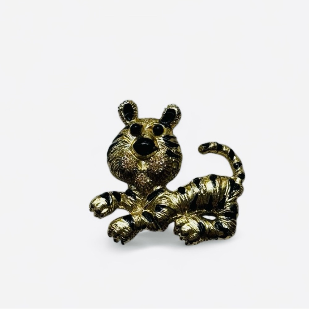 Gold and Black Tiger Brooch